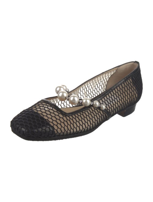 Jimmy Choo Faux Pearl Accents Mesh Flats