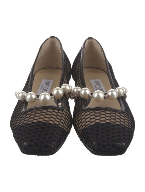 Jimmy Choo Faux Pearl Accents Mesh Flats