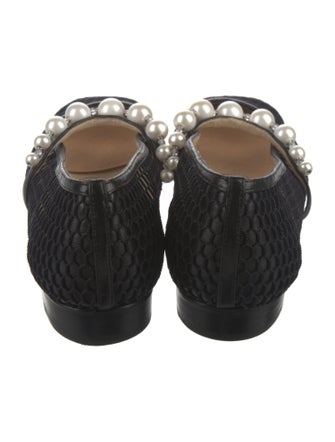 Jimmy Choo Faux Pearl Accents Mesh Flats