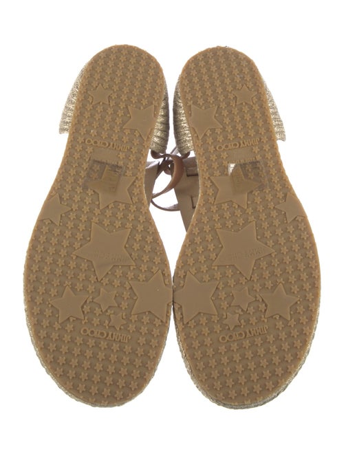 Jimmy Choo Leather Colorblock Pattern T-Strap Sandals