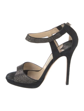 Jimmy Choo Suede Crystal Embellishments Sandals