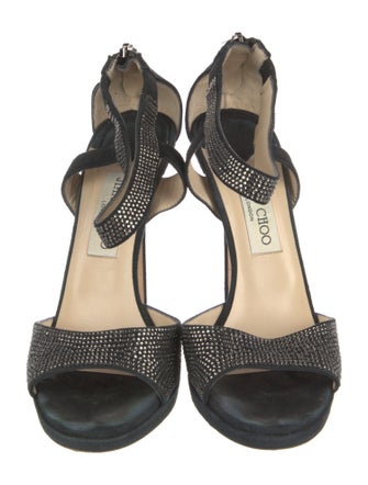 Jimmy Choo Suede Crystal Embellishments Sandals