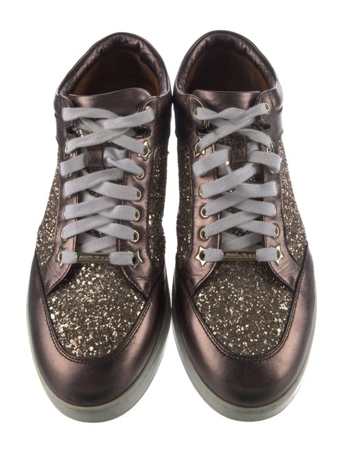Jimmy Choo Glitter Leather Trim Embellishment Sneakers