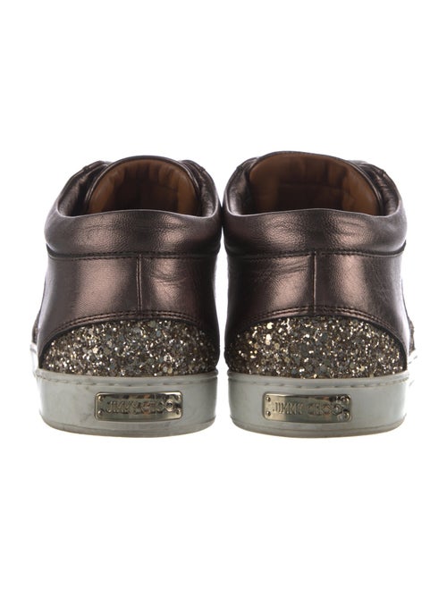 Jimmy Choo Glitter Leather Trim Embellishment Sneakers