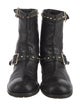 Jimmy Choo Leather Studded Accents Moto Boots