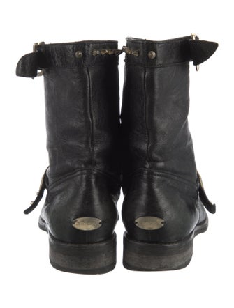 Jimmy Choo Leather Studded Accents Moto Boots