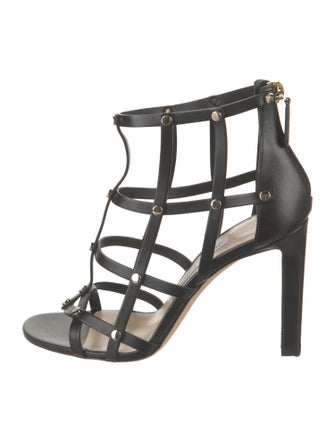 Jimmy Choo Leather Cutout Accent Gladiator Sandals