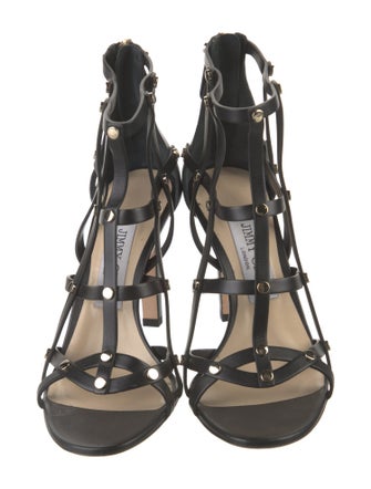 Jimmy Choo Leather Cutout Accent Gladiator Sandals