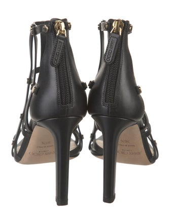 Jimmy Choo Leather Cutout Accent Gladiator Sandals