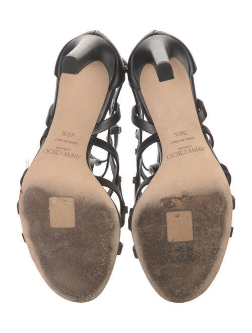 Jimmy Choo Leather Cutout Accent Gladiator Sandals