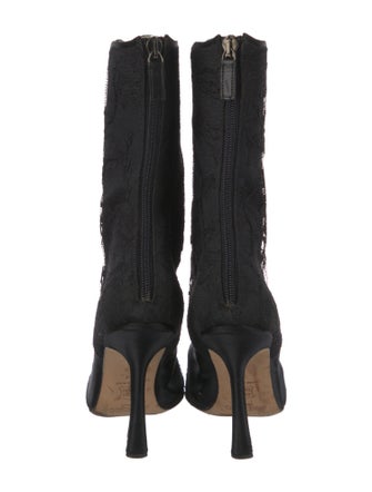 Jimmy Choo Satin Lace Trim Embellishment Sock Boots