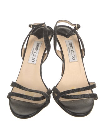 Jimmy Choo Glitter Animal Print T-Strap Sandals