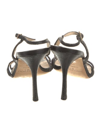 Jimmy Choo Glitter Animal Print T-Strap Sandals