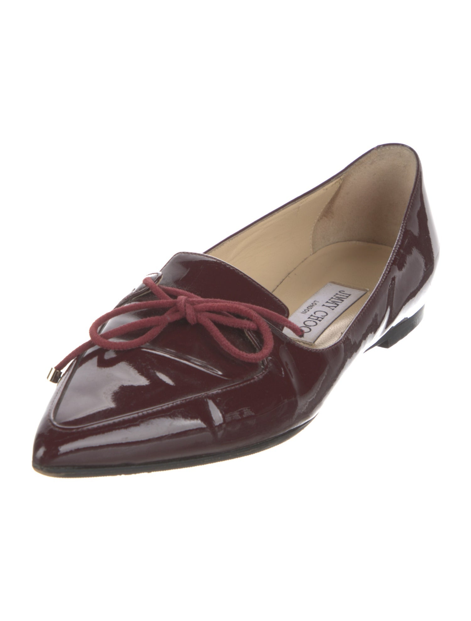 Jimmy Choo Patent Leather Bow Accents Loafers