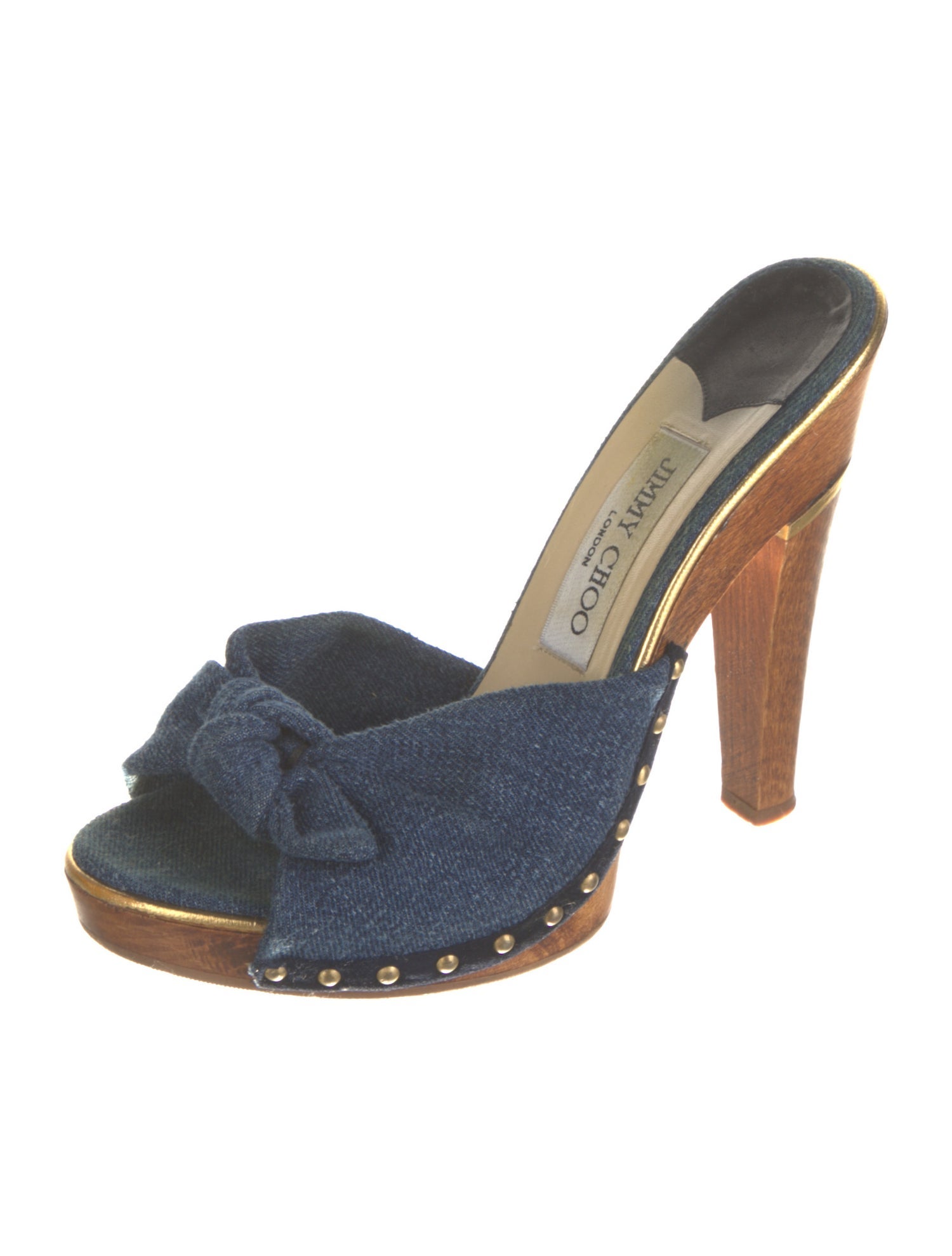 Jimmy Choo Denim Colorblock Pattern Slides