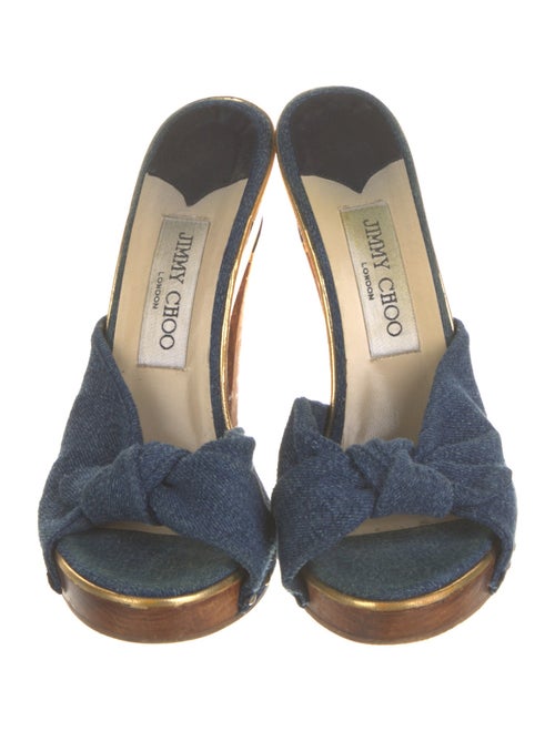 Jimmy Choo Denim Colorblock Pattern Slides