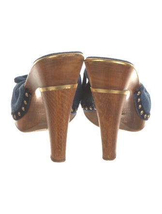 Jimmy Choo Denim Colorblock Pattern Slides