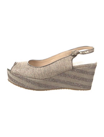 Jimmy Choo Canvas Glitter Accents Slingback Pumps