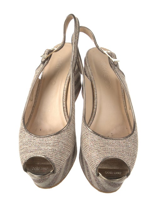 Jimmy Choo Canvas Glitter Accents Slingback Pumps