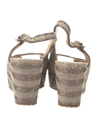 Jimmy Choo Canvas Glitter Accents Slingback Pumps