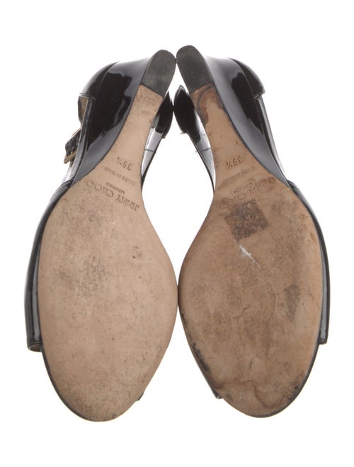 Jimmy Choo Patent Leather Animal Print T-Strap Sandals