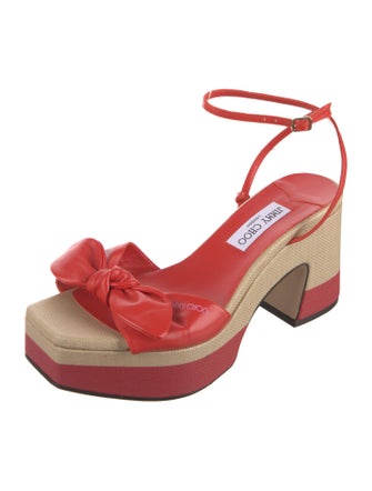 Jimmy Choo Leather Colorblock Pattern Sandals