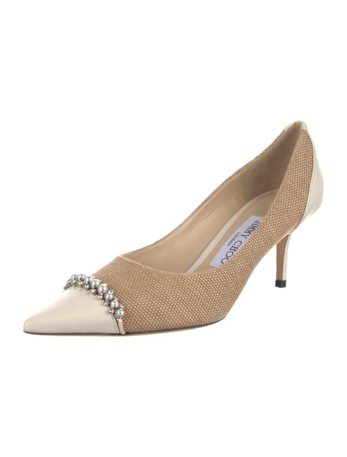 Jimmy Choo Faux Pearl Accents Colorblock Pattern Pumps