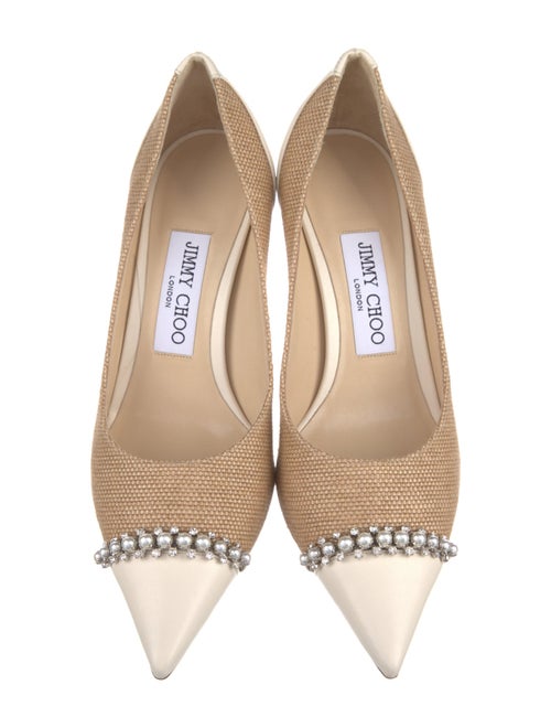 Jimmy Choo Faux Pearl Accents Colorblock Pattern Pumps