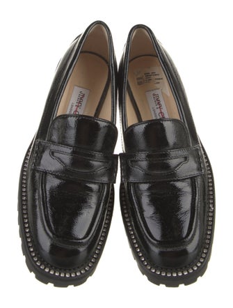 Jimmy Choo Patent Leather Crystal Embellishments Loafers