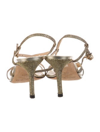 Jimmy Choo Leather Glitter Accents Slingback Sandals