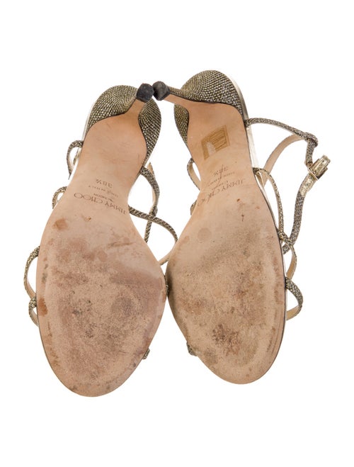 Jimmy Choo Leather Glitter Accents Slingback Sandals