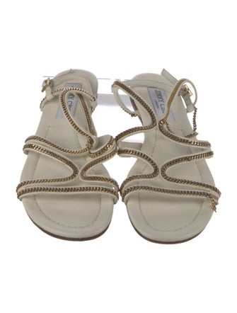 Jimmy Choo Leather Animal Print Slides