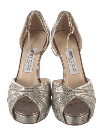 Jimmy Choo Glitter Mesh Accents D'Orsay Pumps
