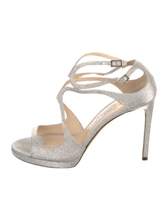 Jimmy Choo Glitter Animal Print T-Strap Sandals