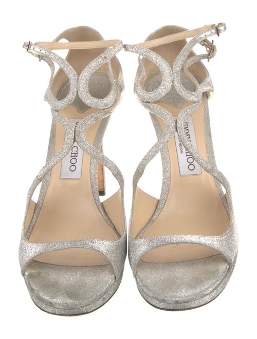 Jimmy Choo Glitter Animal Print T-Strap Sandals