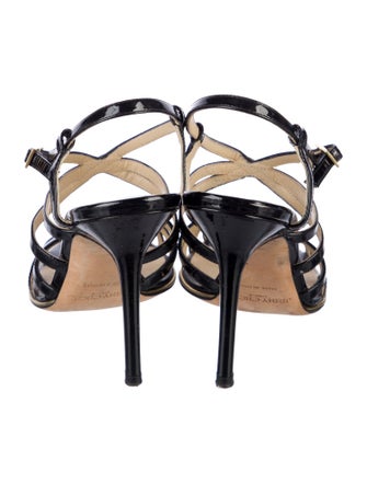 Jimmy Choo Patent Leather Floral Print Slingback Sandals