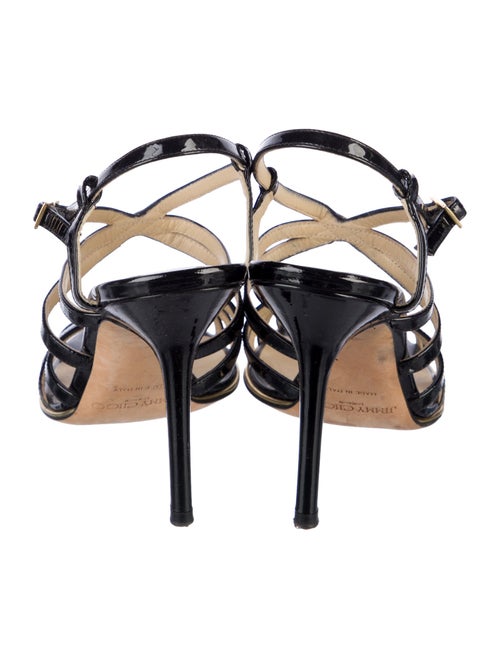 Jimmy Choo Patent Leather Floral Print Slingback Sandals