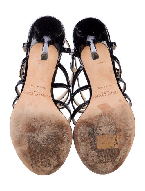 Jimmy Choo Patent Leather Floral Print Slingback Sandals