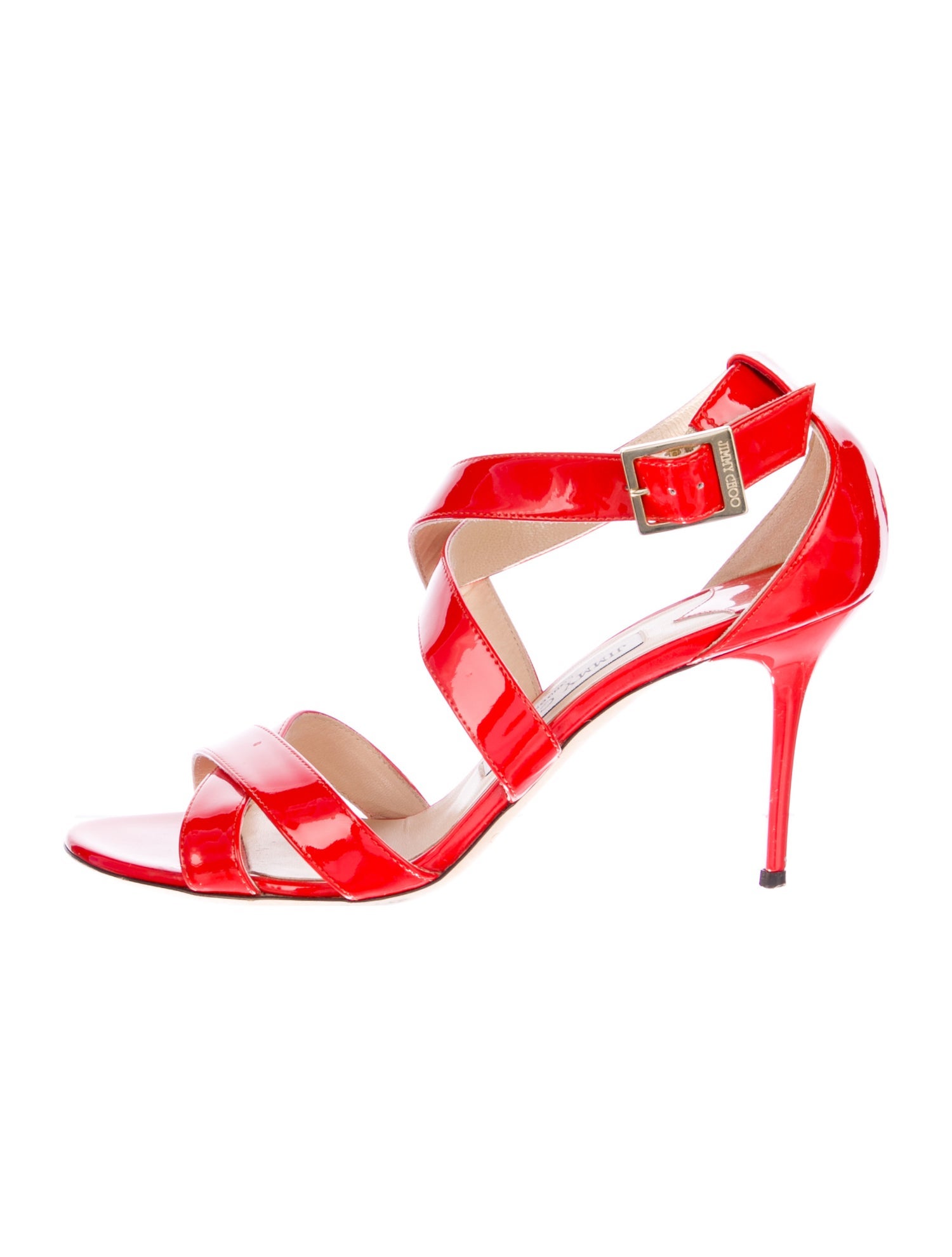 Jimmy Choo Patent Leather Cutout Accent Sandals