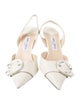Jimmy Choo Faux Pearl Accents Leather Slingback Pumps
