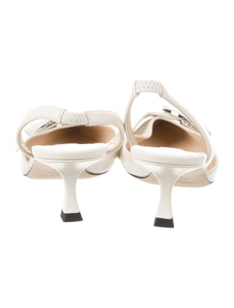 Jimmy Choo Faux Pearl Accents Leather Slingback Pumps