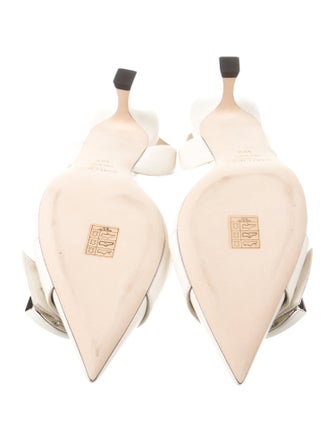 Jimmy Choo Faux Pearl Accents Leather Slingback Pumps