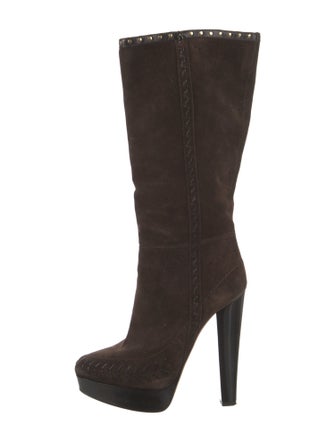 Jimmy Choo Suede Whipstitch Trim Boots