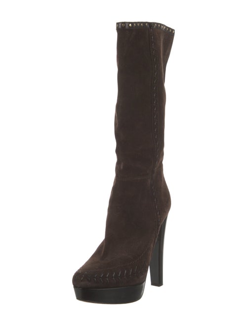 Jimmy Choo Suede Whipstitch Trim Boots