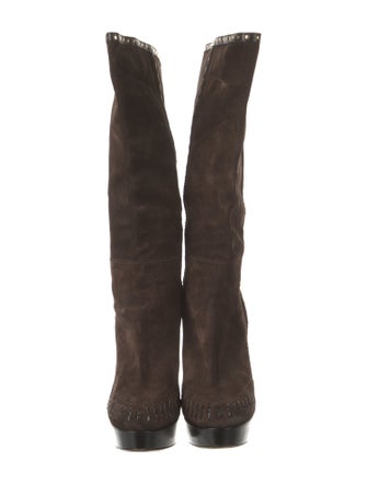 Jimmy Choo Suede Whipstitch Trim Boots