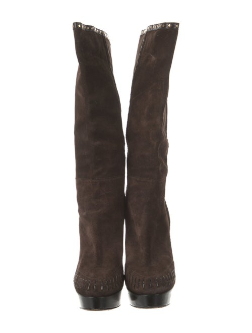 Jimmy Choo Suede Whipstitch Trim Boots