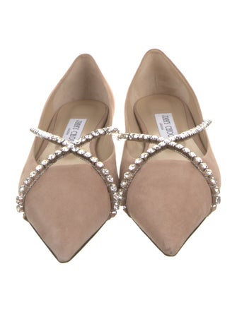 Jimmy Choo Suede Crystal Embellishments Flats