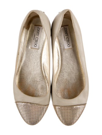 Jimmy Choo Leather Glitter Accents Ballet Flats