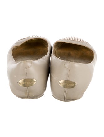 Jimmy Choo Leather Glitter Accents Ballet Flats