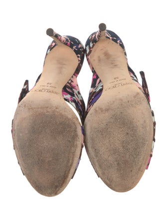 Jimmy Choo Satin Floral Print Mules